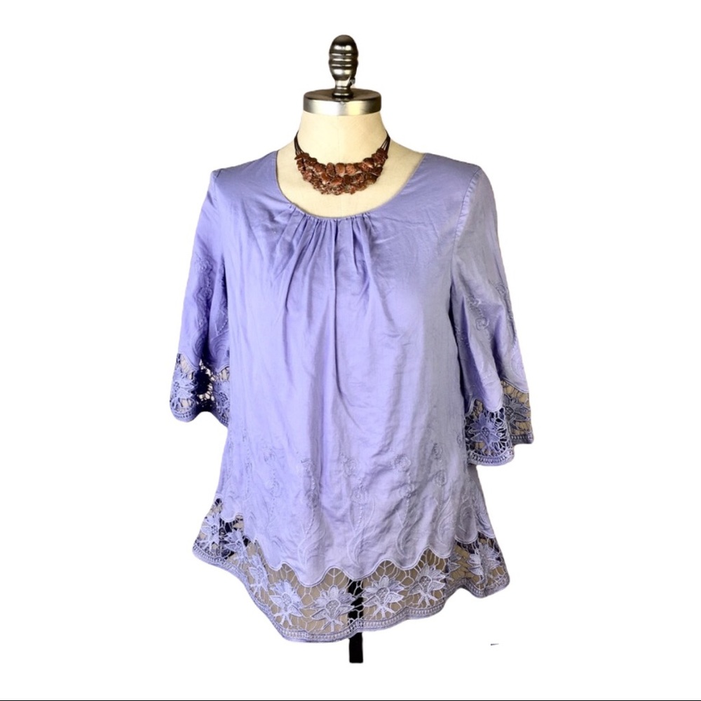 Niotto Lavender Purple Lace Cotton Lined Top Bell 0969